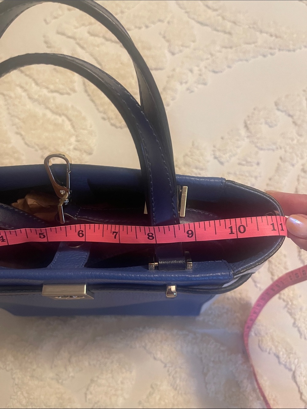 kate spade Blue, White & Navy Leather Crossbody Satchel - Picture 7 of 9